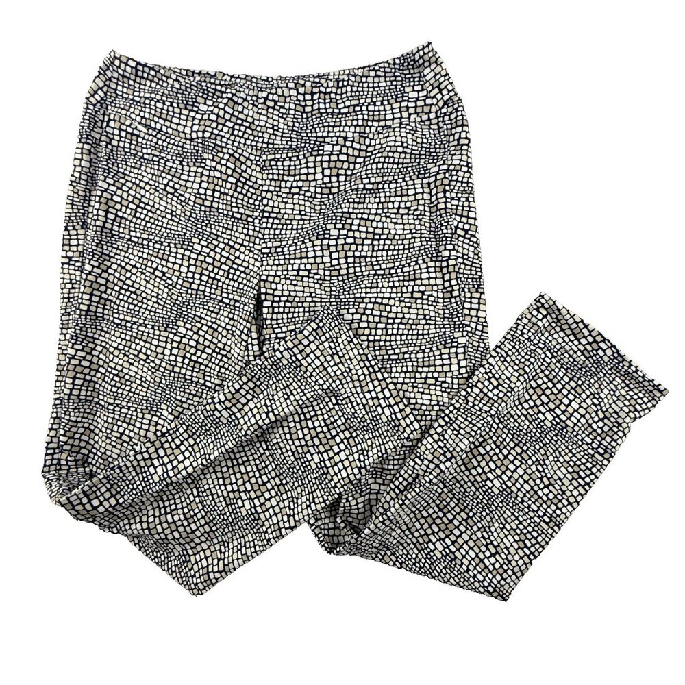 J McLaughlin Pants Women's Medium Mosaic Cropped Stretch Pocket Blue Beige White